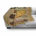 thumbnail image 3 of Fast Food Soft Flannel Fleece Blanket, Special Recipe Maxican Tacos Try Me Words Restaurant Logo Appetite Grunge Graphic, Cozy Plush for Indoor and Outdoor Use, 60" x 80", Multicolor, by Ambesonne, 3 of 6