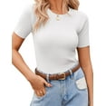 thumbnail image 4 of Zeagoo Women's T Shirt Short Sleeve Blouse Cute Tops Crewneck Woek Tee Summer Outfit Ribbed Trendy Shirts, 4 of 7