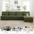 thumbnail image 3 of 120*61" Oversized Wide Seat Sectional Sofa with Reversible Chaise,Loop Yarn Fabric 5-seat Armless Indoor Furniture,Convertible L-shaped Couch for Living Room,Apartment, 3 of 11