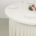 thumbnail image 4 of Efavormart Ivory Wavy Spandex Fitted Round 1-Piece Tablecloth Table Skirt, Stretchy Table Cover with Ruffles - 6ft, 4 of 6