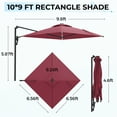 thumbnail image 3 of AECOJOY 10 ft Wall Mounted Patio Umbrella with Solar LED Lights Outdoor Rectangle Umbrella with 180° Rotation for Outside in Red, 3 of 9