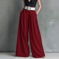 thumbnail image 2 of SAWOBUUN Women High Waist Wide Leg Pants with Belt Pleated Flowy Palazzo Elegant Casual Pants with Pockets, 2 of 5