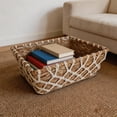 thumbnail image 2 of Hometrends Large Size Rush and Woven Cotton Rope Macrame Decorative Basket, 2 of 6