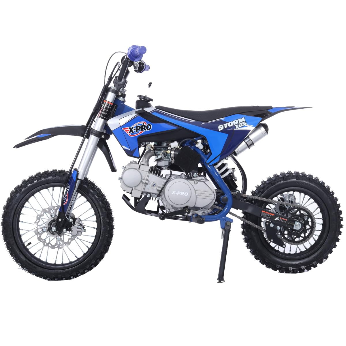 X-Pro Brand New Storm 125cc Dirt Bike with 4-Speed Semi-Auto Transmission, Kick Start, Big 14"/12" Tires!