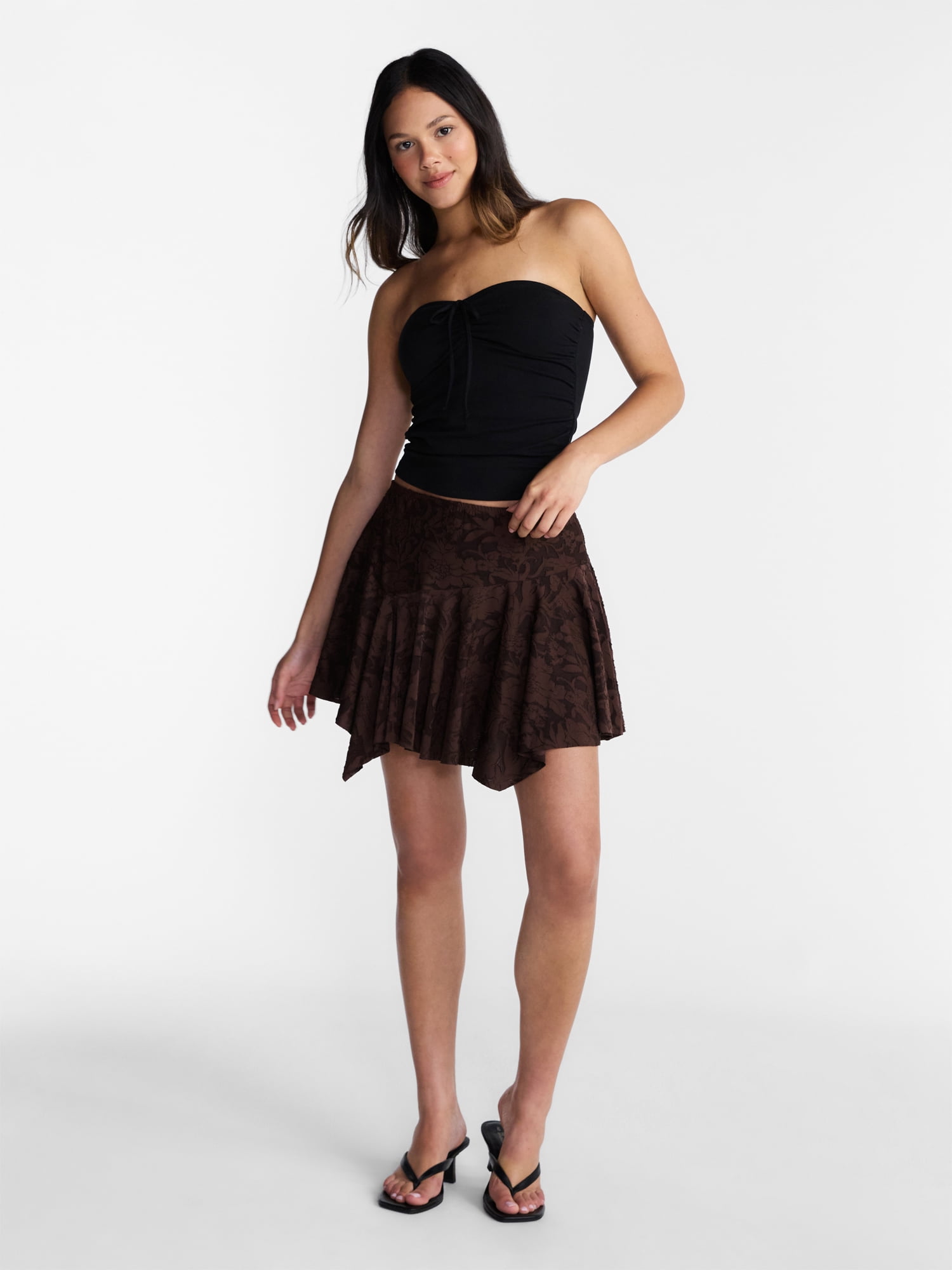 No Boundaries Asymmetrical Mini Lace Skirt, Women's XXS-XXL