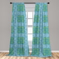 thumbnail image 5 of Ambesonne Geometric Curtains, Flower Like Cartoon Art, Pair of 28"x63", Yellow Green and Turquoise, 5 of 5