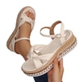 thumbnail image 5 of Wensltd Women's Summer Sandals Fashion Casual Solid Color Sandals Thick Sole Open Toe Stylish Comfortable Dressy Sandals White, 5 of 9