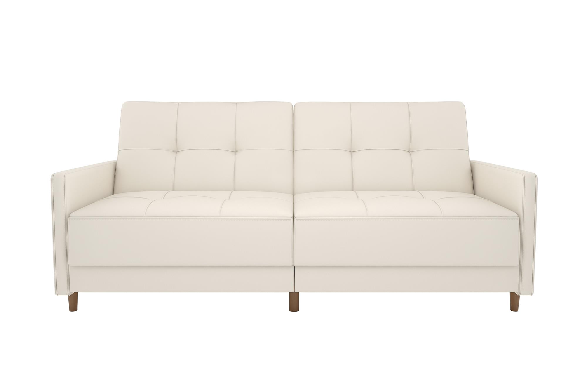 DHP Andora Coil Futon, White Faux Leather