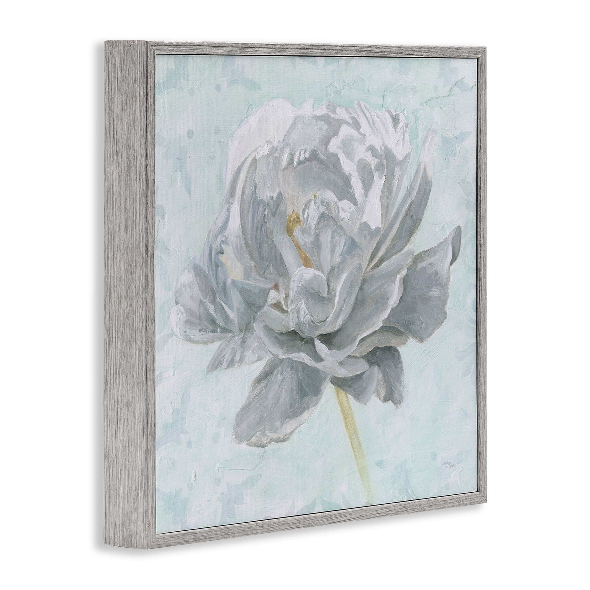 Stupell Industries Sublime Peony Bloom Botanical & Floral Painting Gray Framed Art Print Wall Art, 17 x 17