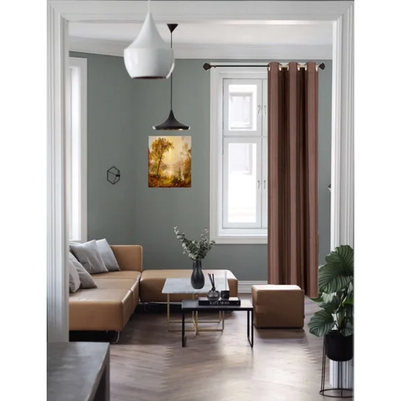 Gorgeous Home Linen (#32) Hotel Quality Silver Top Grommet Faux Silk Brown Thermal Foam Lined Heavy Thick Window Curtain 108" Length (1-Piece)