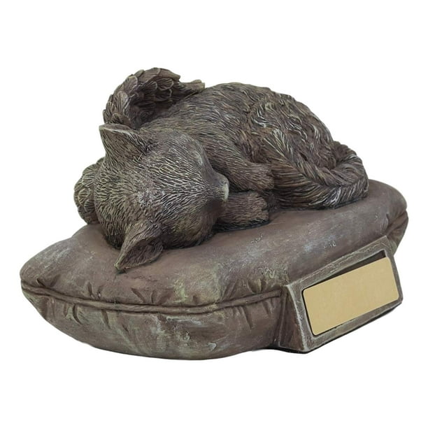 Ebros Heavenly Angel Cat Sleeping On Pillow Cremation Urn Small