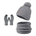 thumbnail image 4 of 3 Pcs Winter Satin Silk Lined Beanie Hat Long Knit Scarf Touchscreen Wool Gloves Set for Women Men, 4 of 9