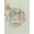 thumbnail image 4 of Seyurigaoka Infant Baby Girls Boys Romper Tops Solid Color Hooded Button-Down Long Sleeve Jumpsuits Autumn Winter Casual Bodysuits, 4 of 9