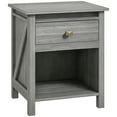 thumbnail image 1 of HOMCOM Table de Chevet avec Tiroir et Étagère pour Chambre Gris, 1 of 10