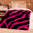 thumbnail image 5 of Pink Black Zebra Print Flannel Blanket Ultra-Soft Cozy Plush Blanket Throw Blankets Couch Chair Living Room Air Conditioning Cool Blankets 50"x60", 5 of 6
