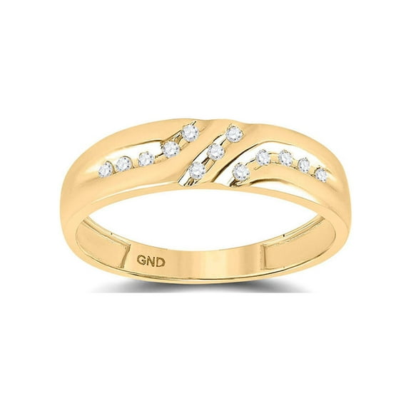 FB Jewels 10kt Yellow Gold Mens Round Diamond Wedding Band Ring 1/8 Cttw Size 8