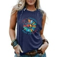thumbnail image 4 of Summer Savings Clearance LINGLANG Womens Tops Summer 2025 Sunflower Graphic Tank Flower Graphic Navy Tees Shirt Sleeveless Loose Shirts T Shirts, 4 of 5