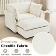 thumbnail image 5 of Harper & Bright Designs Accent Chair with Ottoman for Living Room, Single Sleeper Sofa Armchair with 3 Pillows, Chenille Lounge Sofa Bed, Beige, 5 of 20