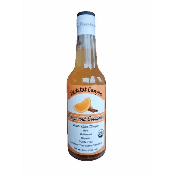 Klickitat Canyon Winery - Organic Orange and Cinnamon Vinegar - Raw, Unfiltered Apple Cider Vinegar - Non-GMO, Vegan, Sulfite-Free - 10 oz bottle