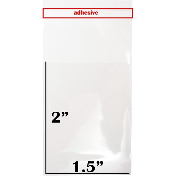 Exquisite 888 Display USA® - 1.5" x 2" 100 Bags of Ultra Clear Treat, bakery, candle, soap, cookie Bags w/Adhesive Seal (1.5" x 2" - 100 Count, Ultra Clear) - Perfect for any celebration accessories