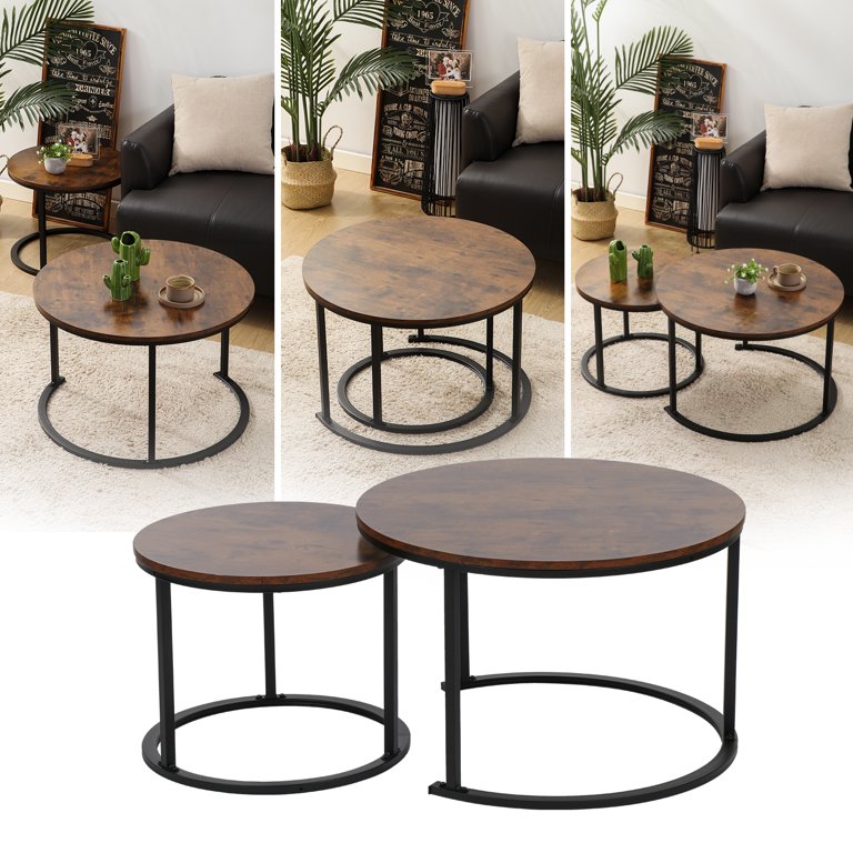 Stackable Round Coffee Table Set for Small Spaces