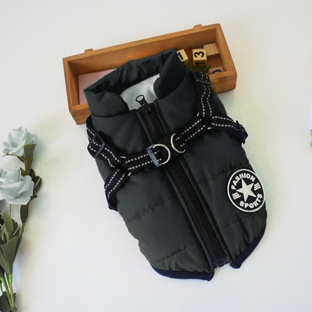 Arnés y Correa para Perro Chaleco cálido de dos patas para perros suave con cremallera para suministros de invierno para mascotas (XL) negro Likrtyny Para estrenar