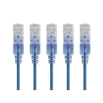 Monoprice 5-Pack, SlimRun Cat6A Ethernet Network Patch Cable, 7ft Blue