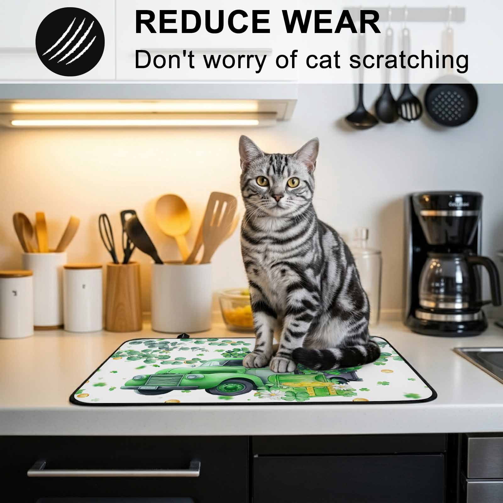 Green Truck St. Patrick's Day Stove Top Cover for Electric Stove, Heat-proof & Non Slip Glass Top Stove Cover Protector, Lucky Eucalyptus Leaves Kitchen Flat Cooktop Rubber Mat 24x21 Inches