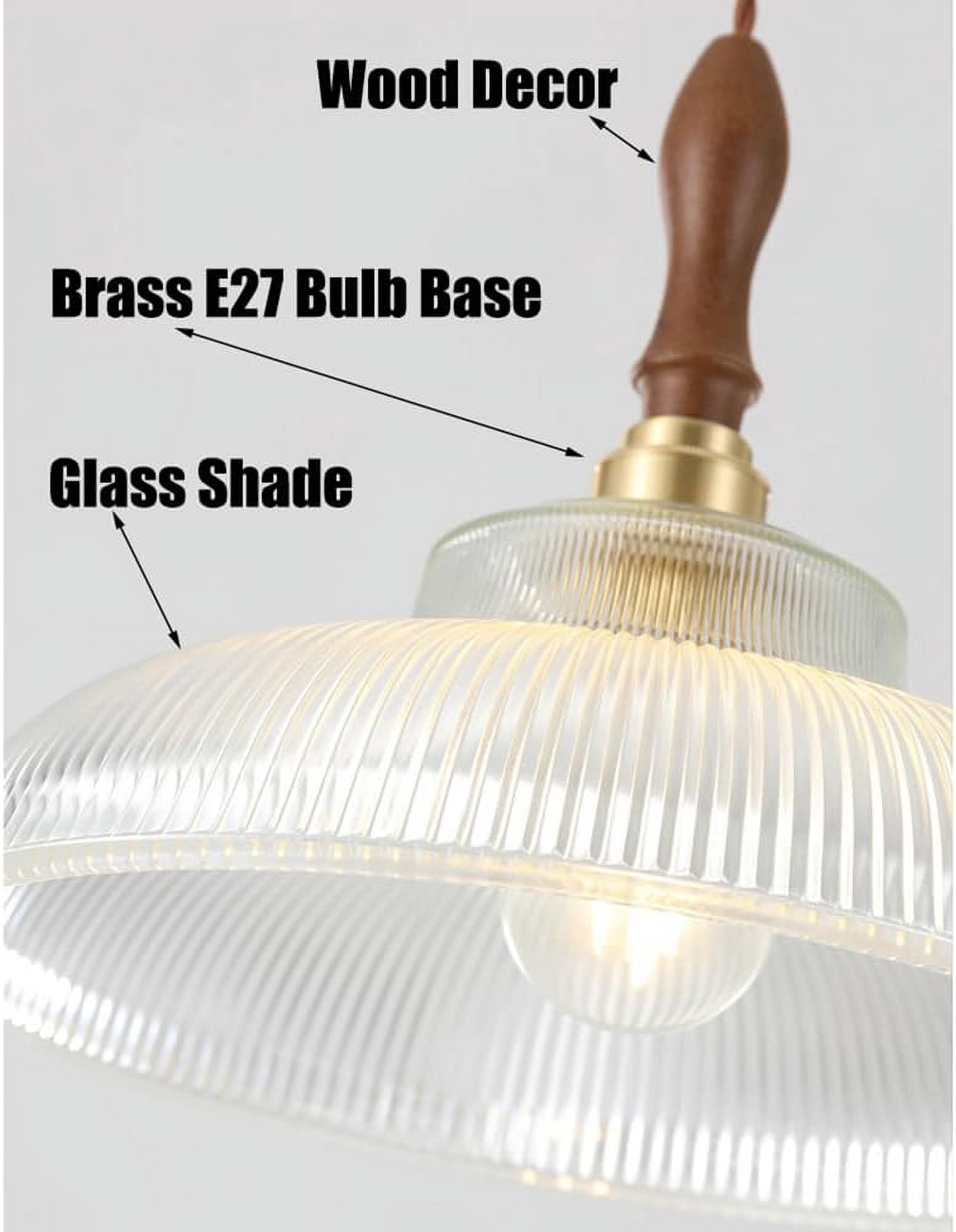 Personalized Clear Glass Pendant Lamp for Dining Room, Transparent Glass Rustic Pendant Light for Kitchen Island, Simple Farmhouse Pendant Light Fixture, Retro Pendant Lighting for Kitchen Sink