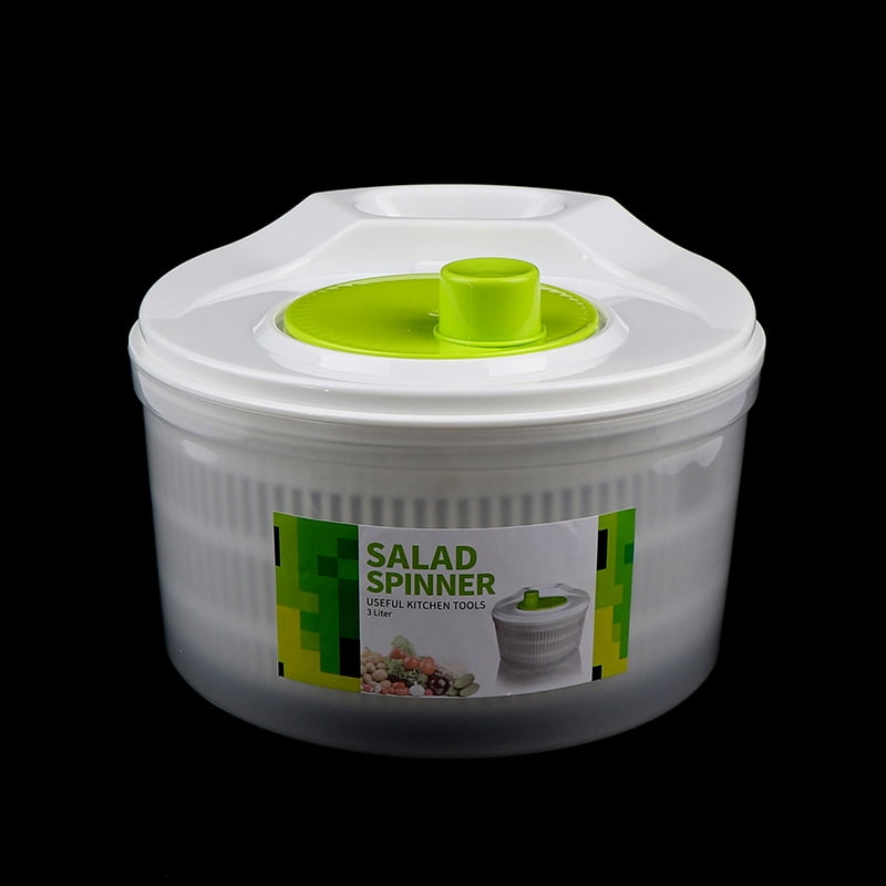 1*Plastic Large Salad Spinner Leaf Dryer Lettuce Veg Dressing Water Drainer O9F4
