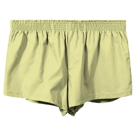 khonts,Men's Side Slit Sexy Boxer Briefs Loose Fit Soft Shorts Sport Running Underwear Yellow XL