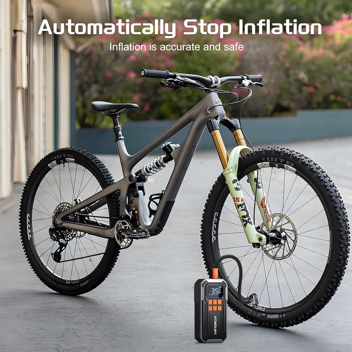 Tire Inflator, Acmount 160PSI Air Pump For Car Tires, 10000mAh Rechargeable Fast Inflation Tire Pump with LED Light and Auto Shut-Off Function for Car, Motorcycle, Bicycle, Balls