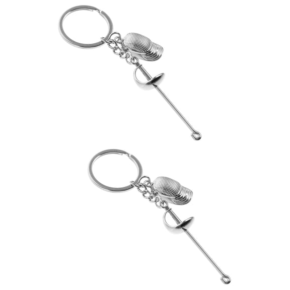 Raindrops 2pcs Metal Fencing Keychain Decorative Fencing Souvenir Backpack Fencing Keychain Fencing Keepsake