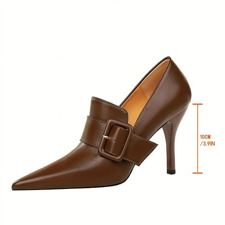 

ZNGYXN Elegant High Heel Stiletto Slip-Ons for Women - Lightweight All-Season Solid Color with Tassel Detail