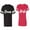Men Black / Women Red, variant on Groom BrideUnisex Couple Matching Cotton Jersey style T-Shirt Contrasting stripes on sleeves (Men Black / Women Black) (Men S / Women S)