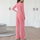 thumbnail image 5 of Karight Womens 2 Piece Sets Long Sleeve Slim Fit Crop Tops Wide Leg Pants Matching Lounge Set, 5 of 8