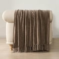 thumbnail image 5 of EVERGRACE Soft Chenille Throw Blanket for Couch, Cozy Plush Fuzzy Decorative Chenille Knit Throw Blanket with Tassels, Lightweight Blanket and Throws for Bed Sofa Gift Home Decor, Mocha Brown 50"x60", 5 of 8