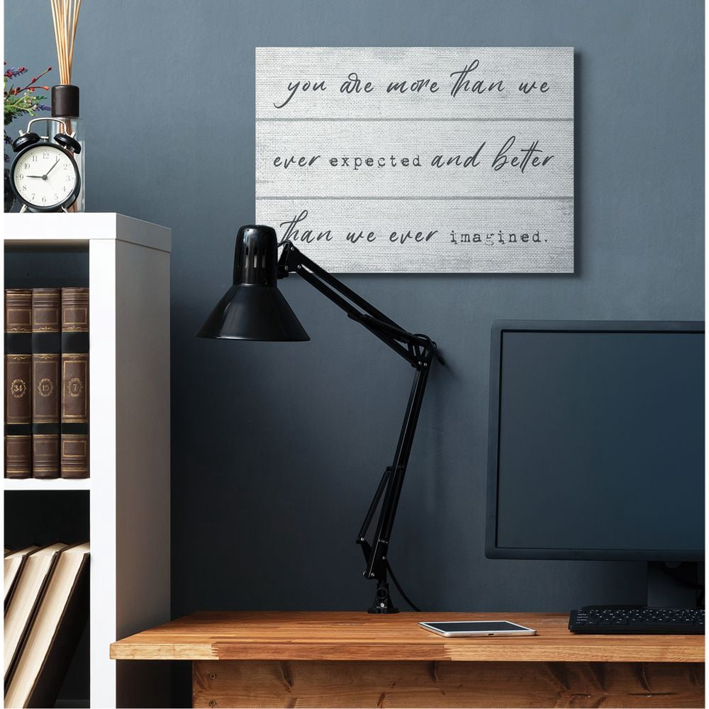 More Than We Imagined Inspirational Family Word Design Oversized Stretched Canvas Wall Art by Daphne Polselli