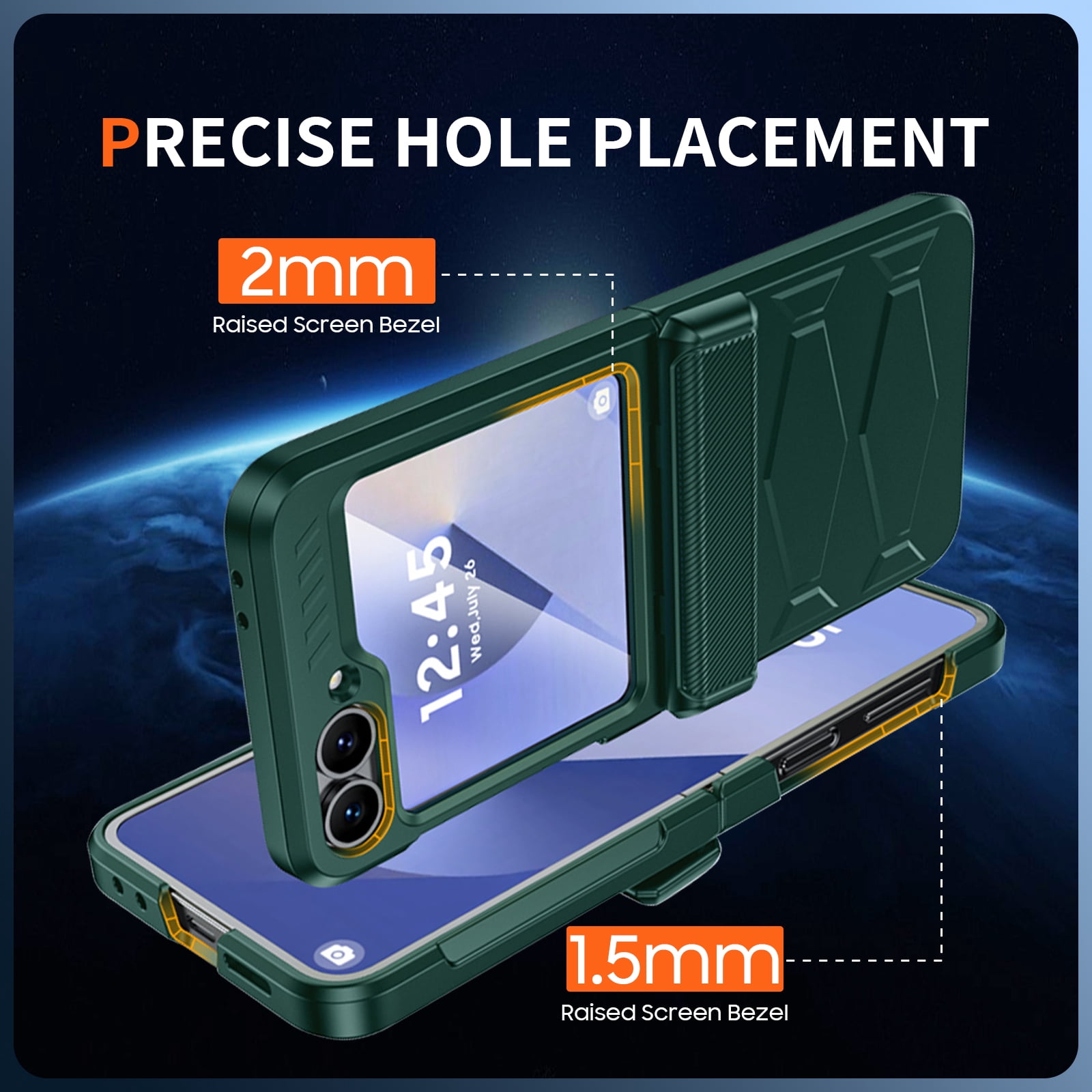 Oupeigar for Samsung Galaxy Z Flip 6/7 FE Phone Case,with Screen Protector,Wireless Charging,All-Inclusive Rugged Shockproof Phone Case-Green