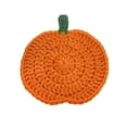 thumbnail image 2 of Handmade Crochet Pumpkin Coaster, Polyester Beverage Mat for Thanksgiving Halloween Table Decor, Set of 1 Fall Harvest Party Supply(A), 2 of 6