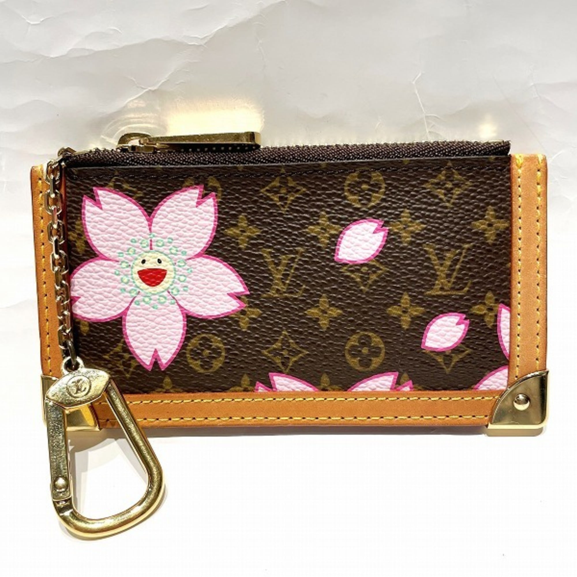 Authenticated Used Louis Vuitton Monogram Cherry Blossom Pochette Clé  Takashi Murakami M92015 Coin Case Women's Wallet 