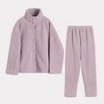 thumbnail image 2 of Giftesty Womens Two Piece Homewear Outfits Women's Fall And Winter Standing Collar Thickened Pajama Set Suit Home Clothing Long Sleeve Trousers Pajama, 2 of 6