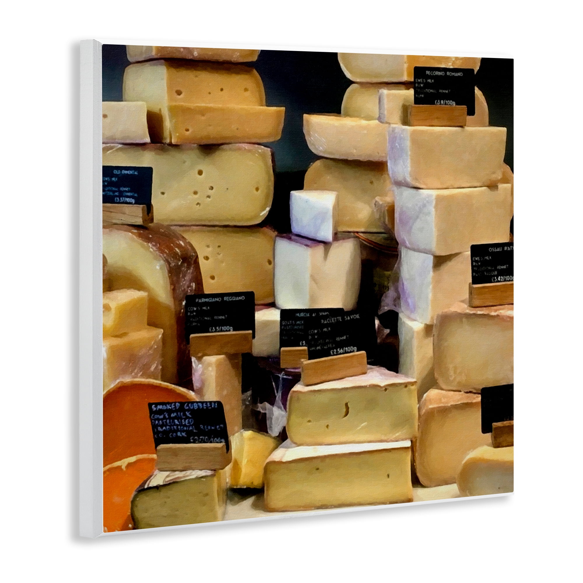 Stupell Industries Various Cheeses Still Life Food & Beverage Painting Unframed Art Print Wall Art, 12 x 12