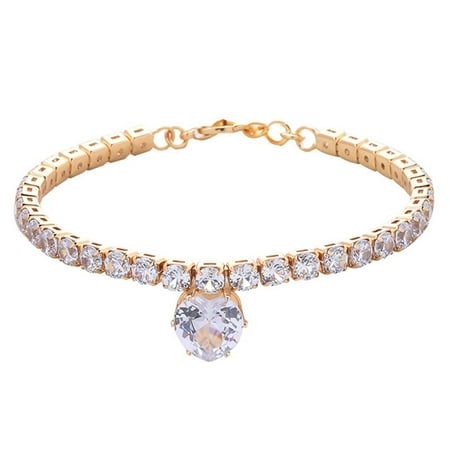 Pet Collar with Diamonds  DIY Crystal Diamond Bling Heart Shape Pendant Wedding Cat and Dog Small Pet Necklace Jewelry
