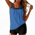 thumbnail image 2 of Womens Flowy Tankini Tops Modest Bathing Suit Loose Fit Two Piece Swimsuit Scoop Neck Swim Tops High Waisted Bottom, 2XL, 2 of 7