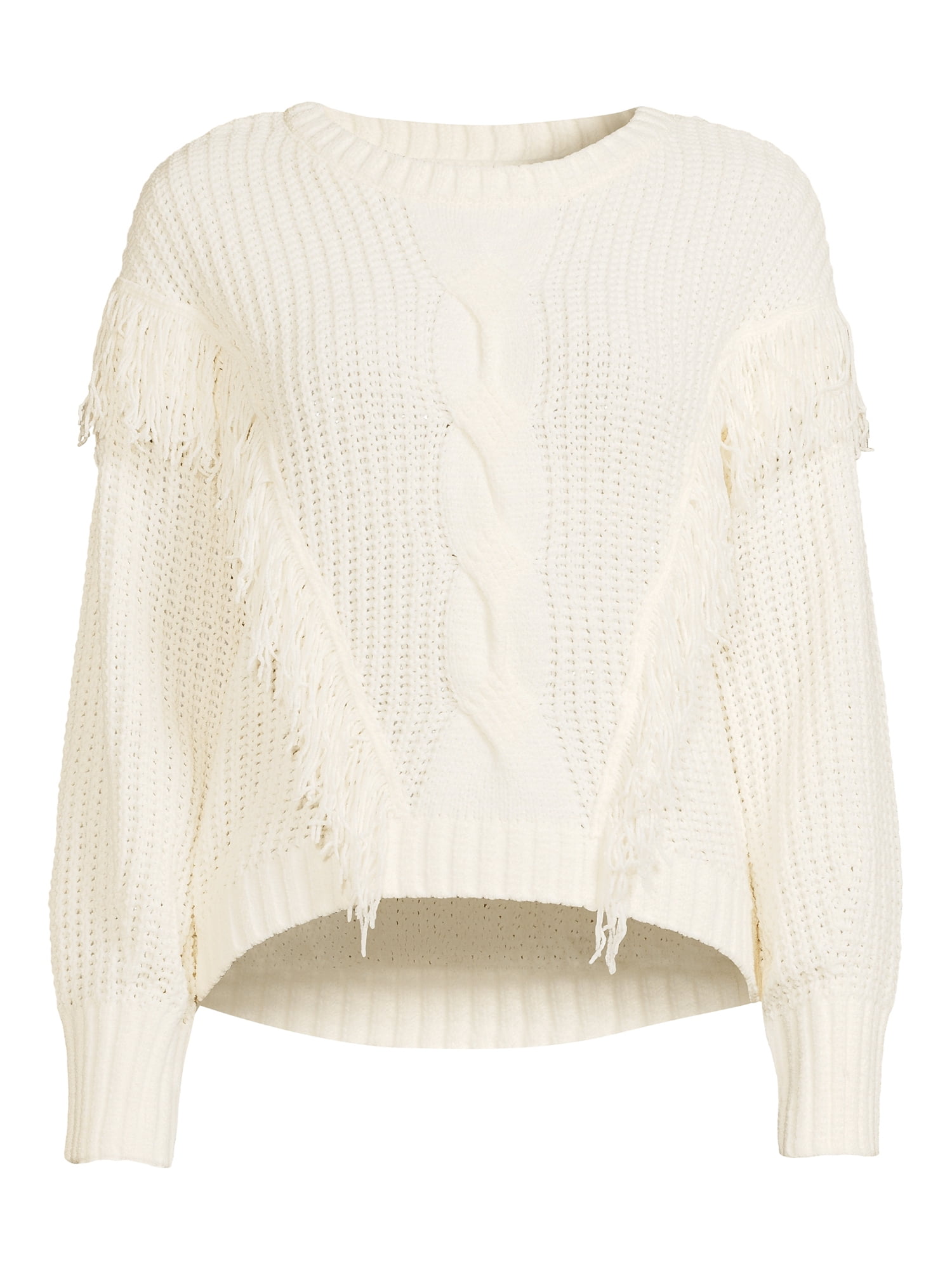 No Boundaries Juniors' Chenille Fringe Sweater