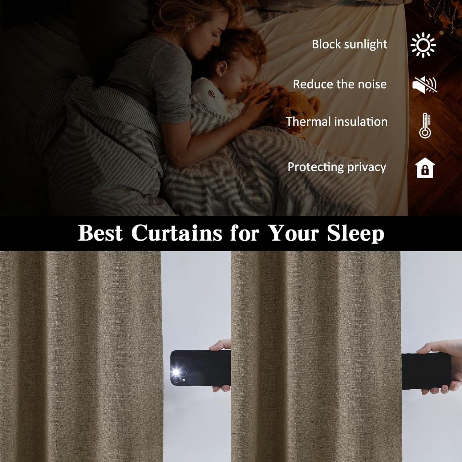 104 Inch Long Linen Blended Blackout Curtains 2 Panels Set,Custom Length Back Tab Pleated Look Drapes with Hooks,Linen Textured Window Curtains for Living Room Bedroom,50x104 in Long,Linen