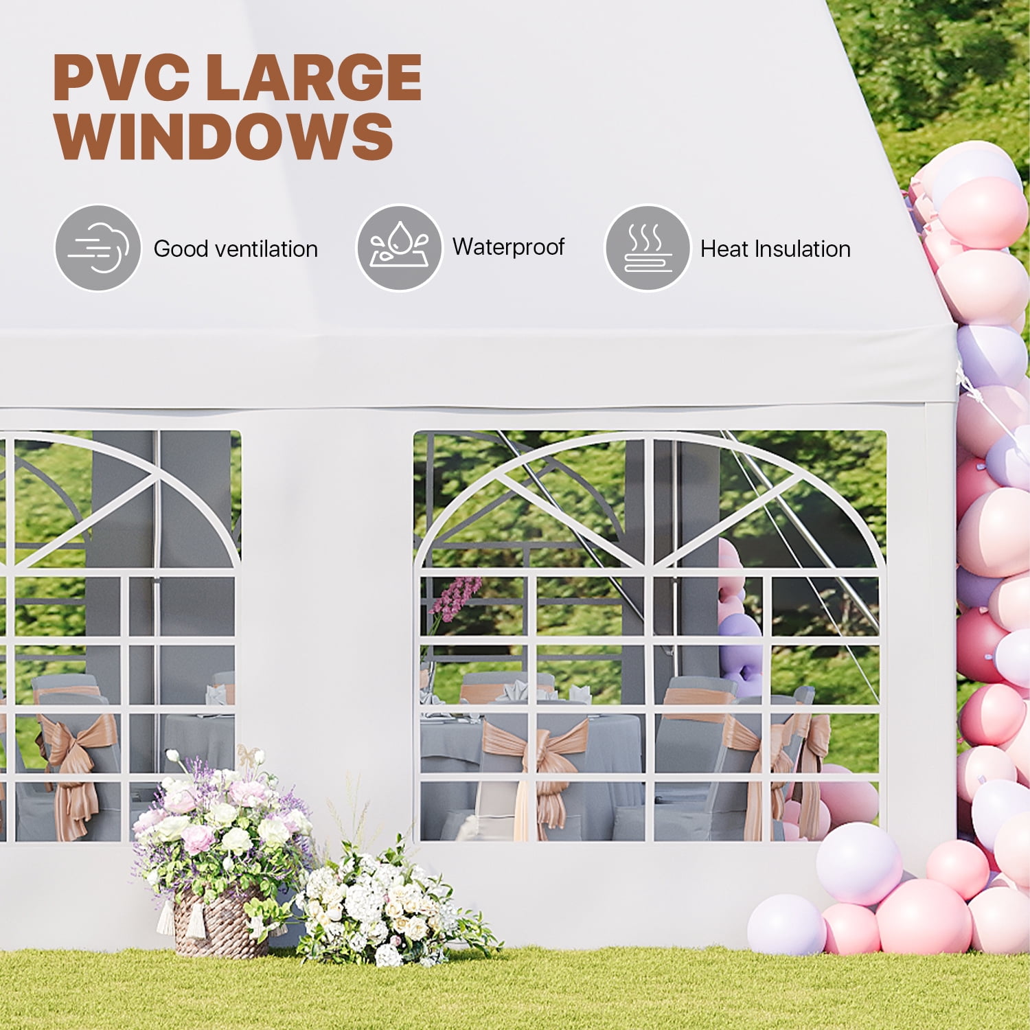 Dateyes 32x16 FT Heavy Duty Party Tent with Removable Sidewalls , 512 sq.ft Covered Waterproof Event Canopy for Outdoor Gatherings, Wedding, BBQ, Birthday, Commercial Event