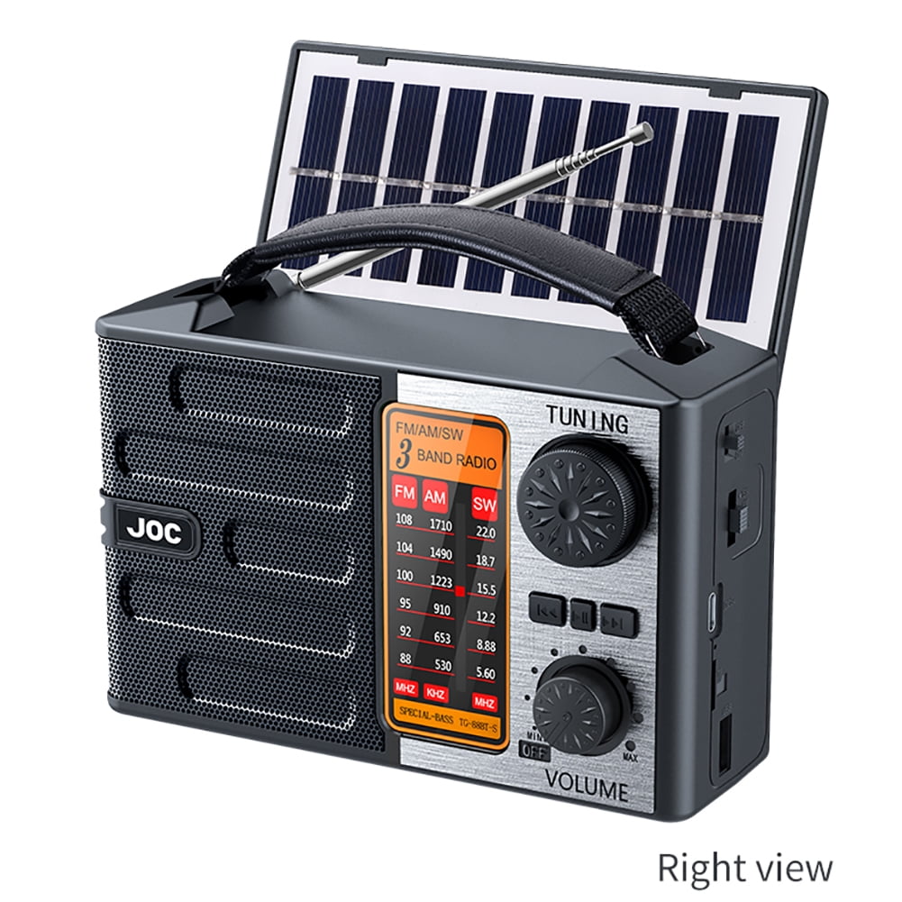 Multi-Band AM/FM/SW1-2 Radio Portable with Bluetooth Speaker, USB TF Card Playing, Strong Emergency Lighting, Solar/USB-C Rechargeable Radio, Transistor Radios Portable AM FM SW, Bluetooth Radio