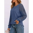 thumbnail image 4 of Trendy Tunic Pullover Tops with Thumb Holes Comfy Winter Sweaters Blue L, 4 of 6